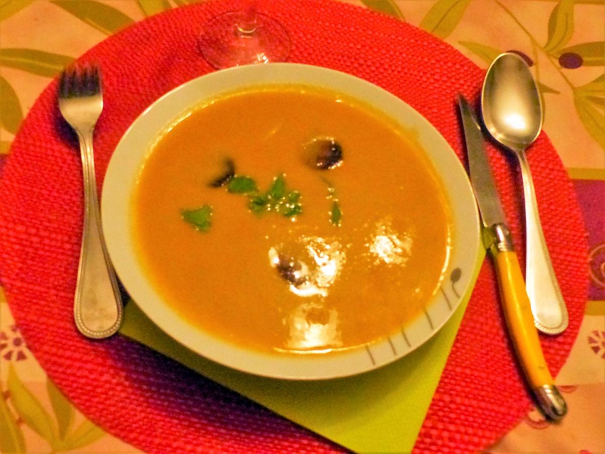 recette Velouté de carottes et persil au chorizo