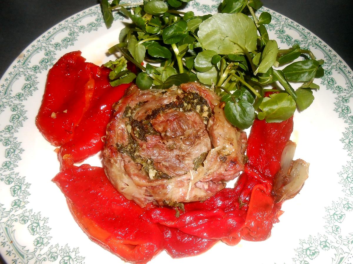 recette ROULE D'AGNEAU POIVRONS GRILLES