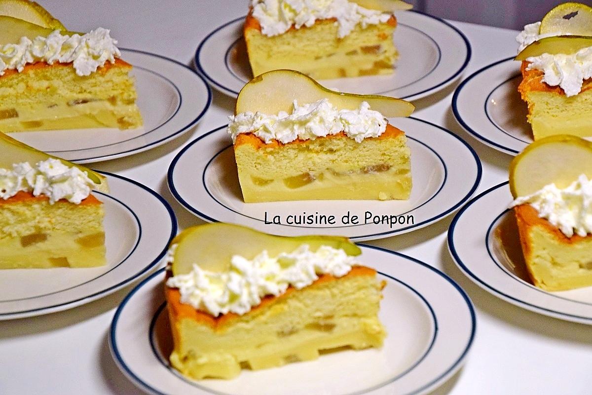 recette Gâteau magique aux poires flambées à la liqueur de poire Williams