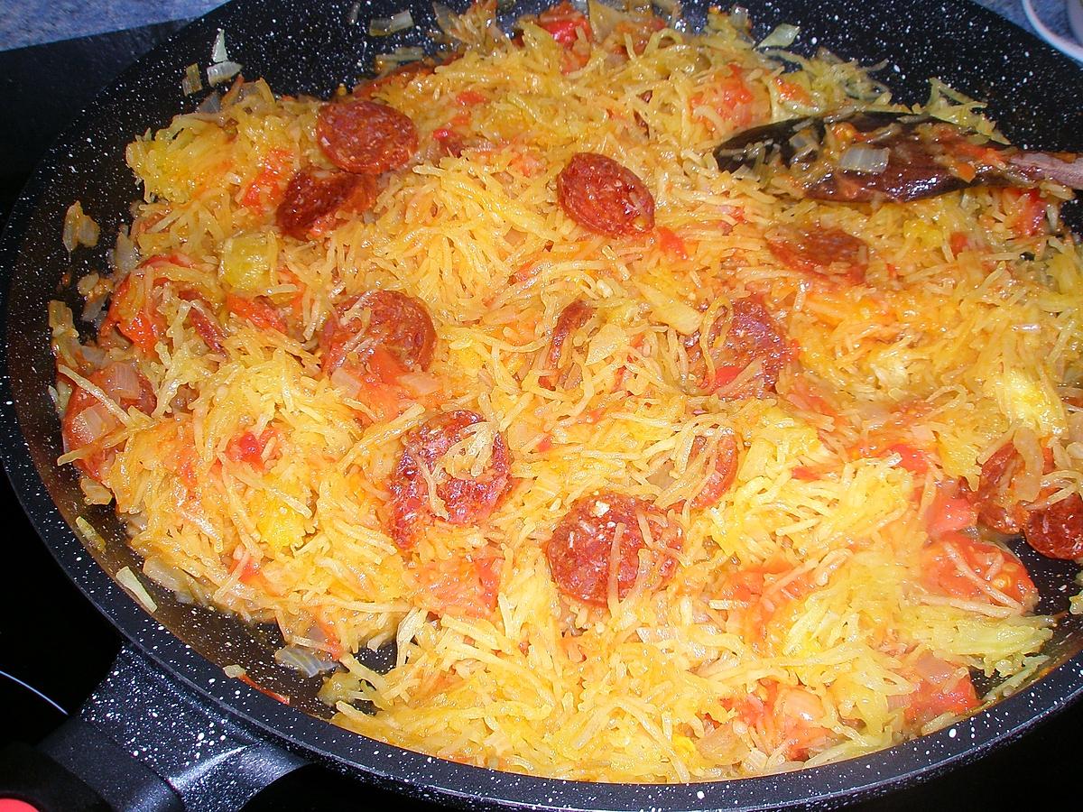 recette Gratin de courge spaghetti au chorizo et chèvre