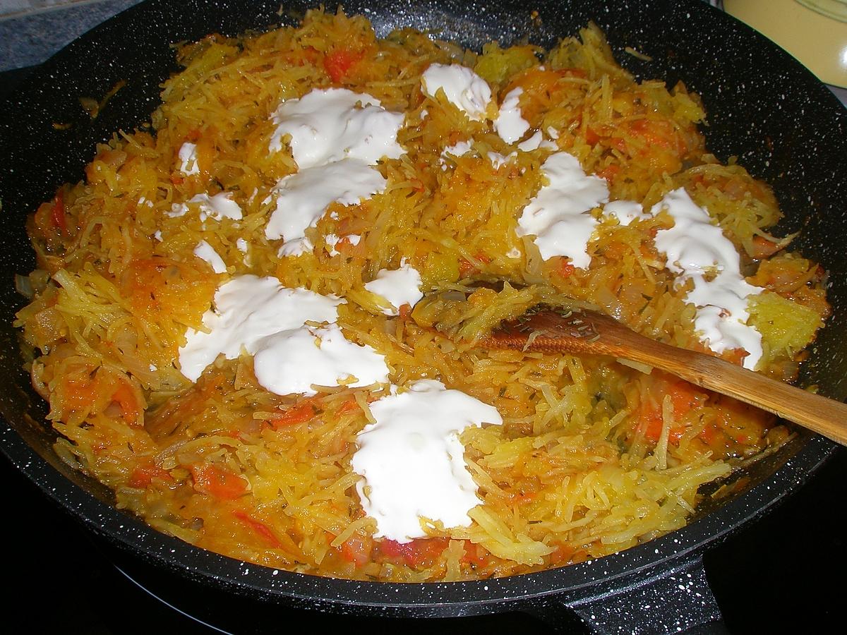 recette Courge spaghetti au poulet et tomate