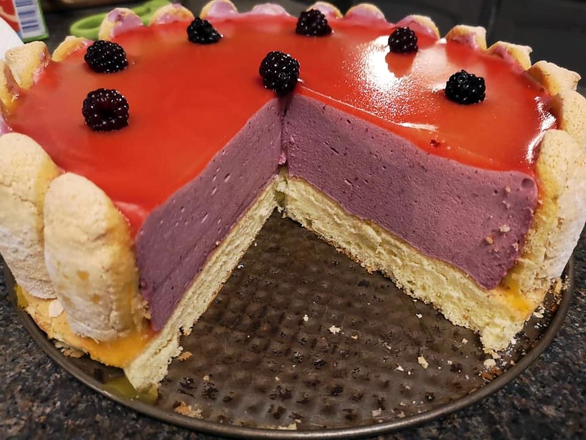 recette Bavarois aux mures sauvage et son nappage aux fruits de la passion