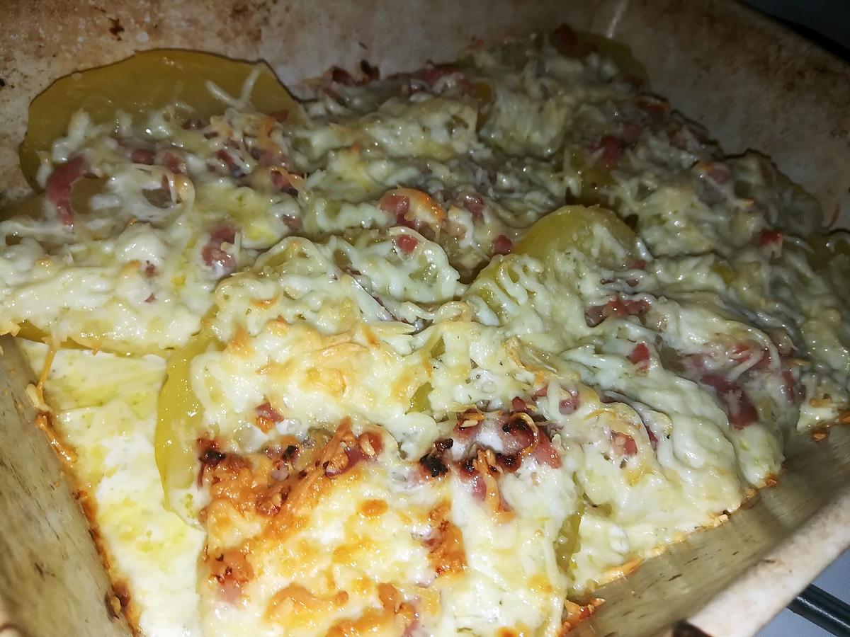 recette Gratin de pommes de terres a la carbonara