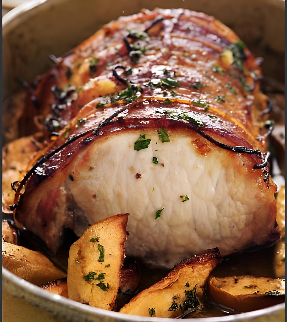 recette ROTI DE PORC AU DEUX POMMES