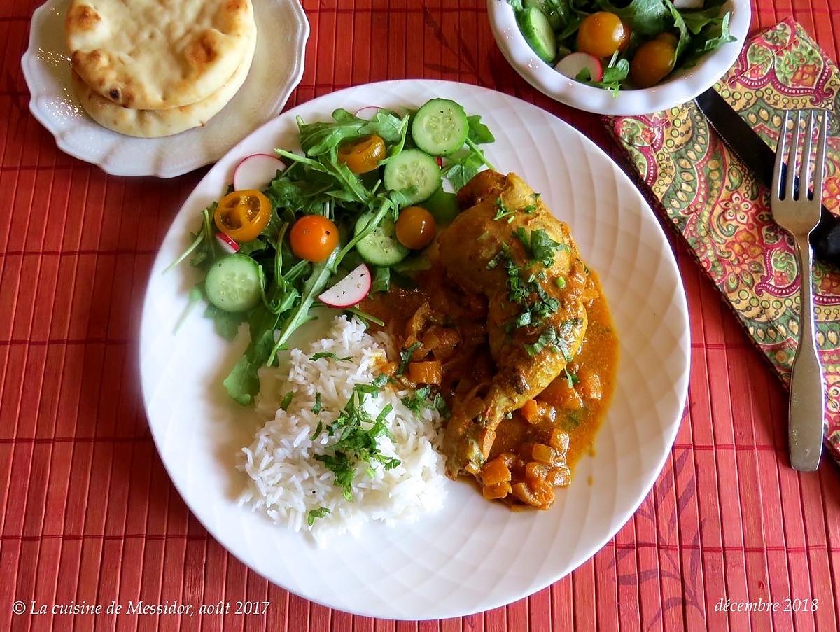 recette Poulet à l’indienne + menu pour six