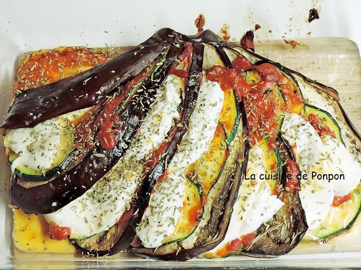 recette Éventail d'aubergine au confit de poivron rouge et herbes de Provence, plat végétarien