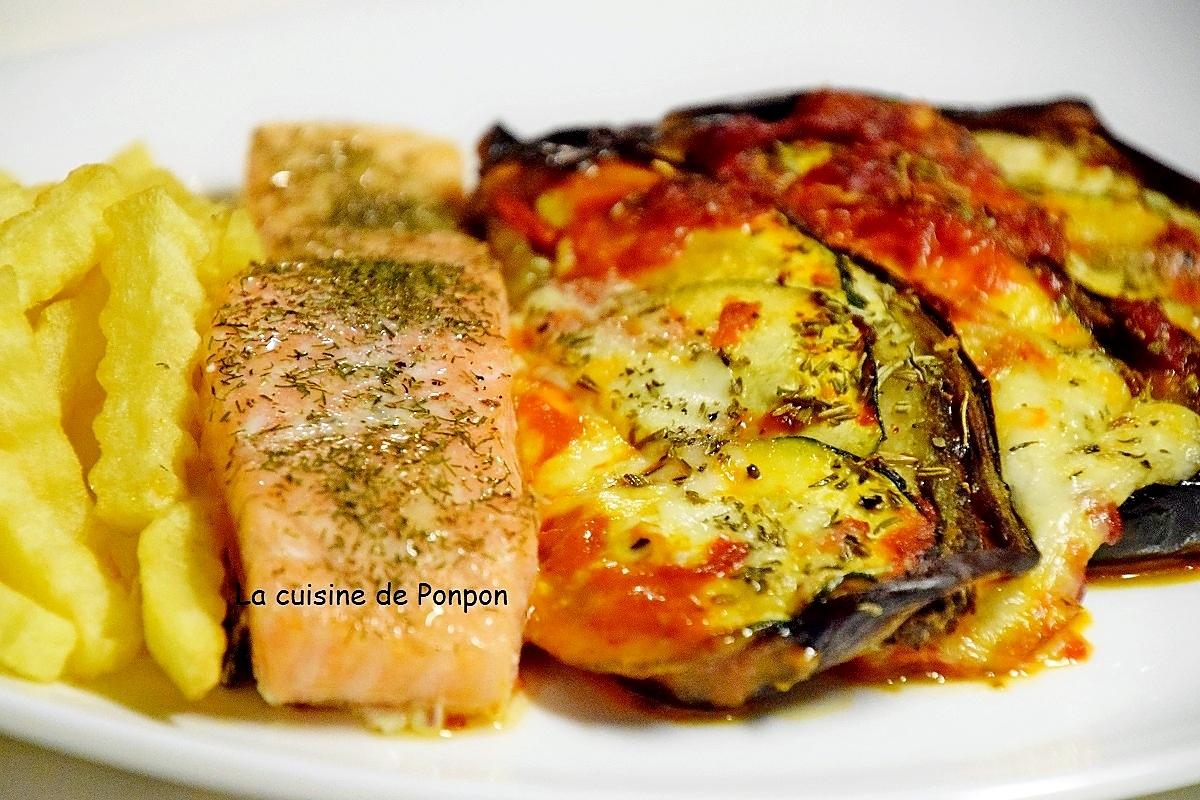 recette Éventail d'aubergine au confit de poivron rouge et herbes de Provence, plat végétarien