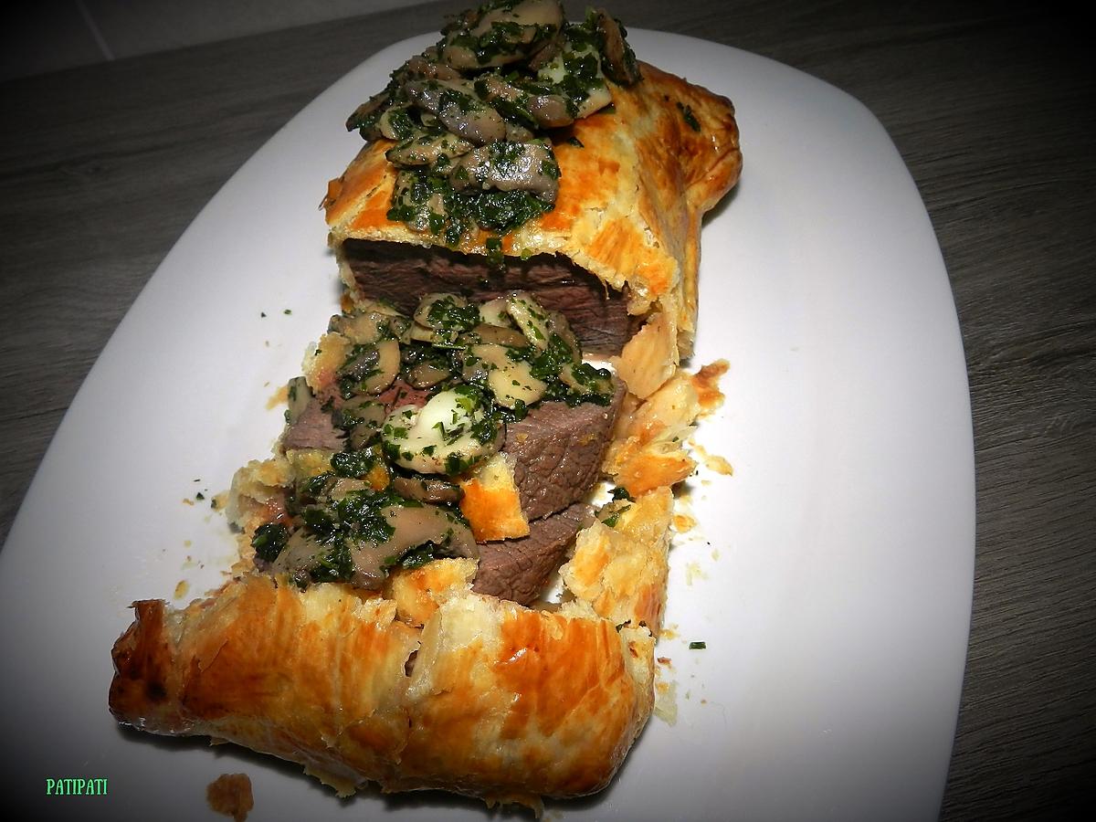 recette Rôti de cerf en croûte accompagné de champignons aux herbes