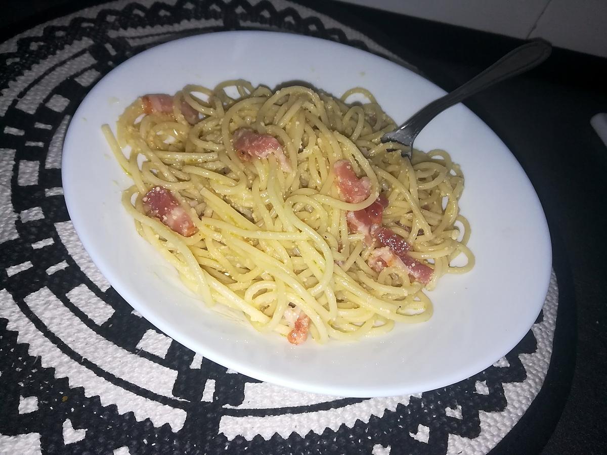 recette Spaghettis aux lardons sauce au citron et au parmesan