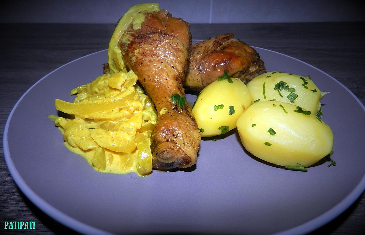 recette Pilons de poulet sauce à l'oignon curcuma et Ras el Hanout