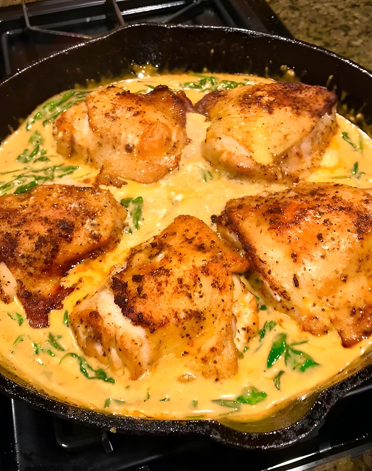 recette Poulet et épinards dans une sauce crémeuse au paprika