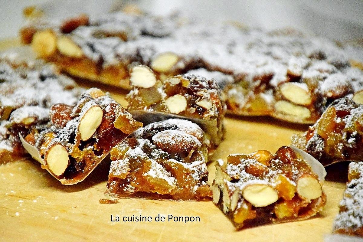 recette Panforte aux amandes, noisettes, raisins secs et agrumes confits