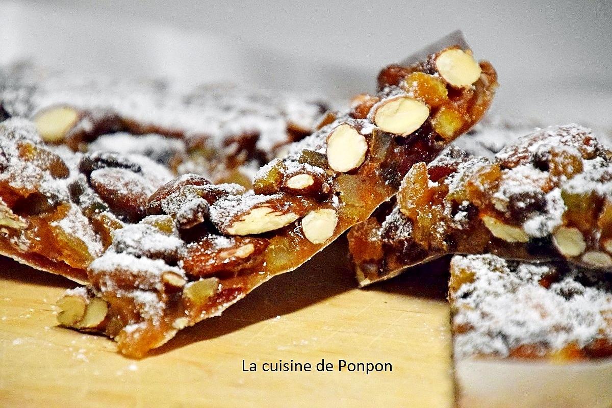 recette Panforte aux amandes, noisettes, raisins secs et agrumes confits