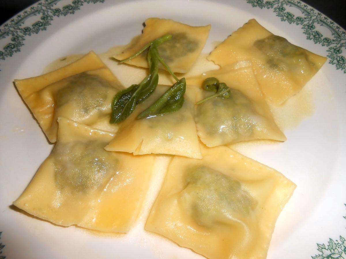 recette TORTELLI FRAIS RICOTTA EPINARD AU BEURRE DE SAUGE