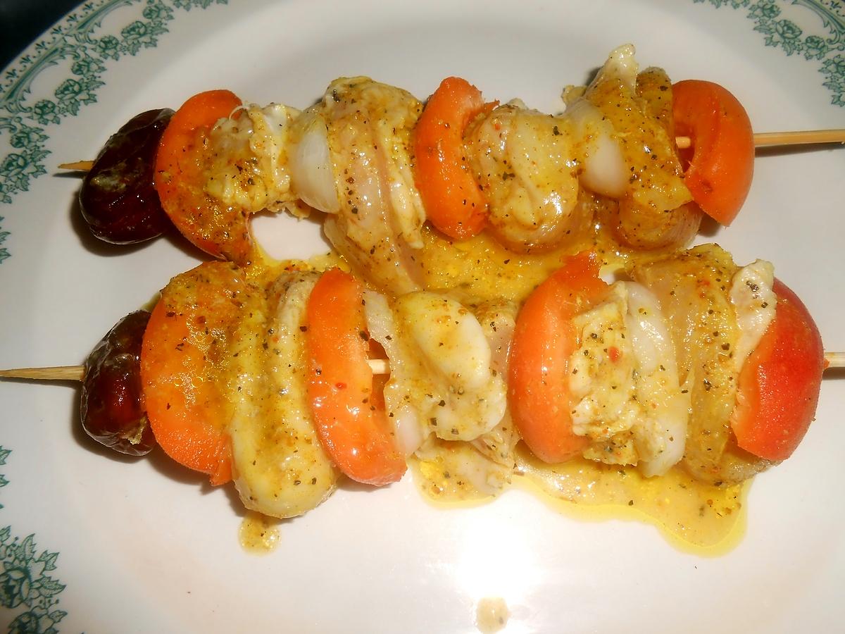 recette BROCHETTES DE POULET MARINEES AUX ABRICOTS