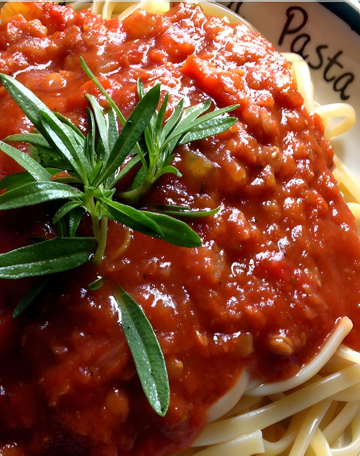 recette Sauce à spaghetti au lentille corail au poêlon