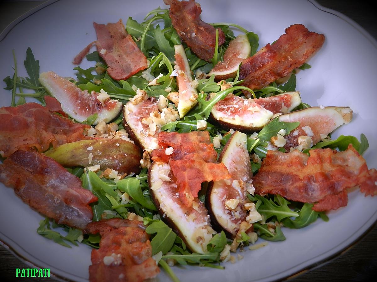 recette Salade de roquette aux figues et bacon
