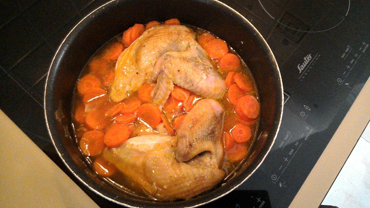 recette Suprêmes de pintade aux carottes et aux pruneaux