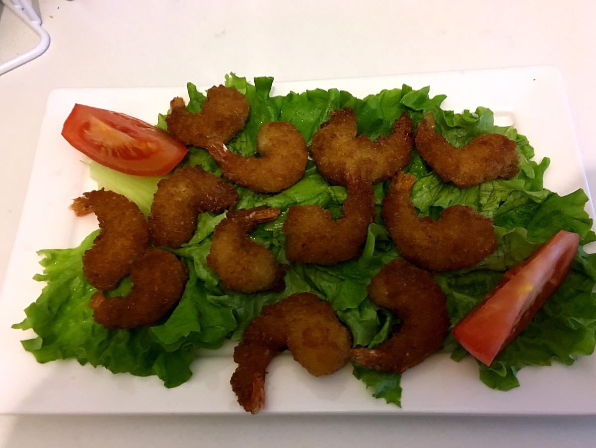 recette QUEUES DE CREVETTES PANÉE