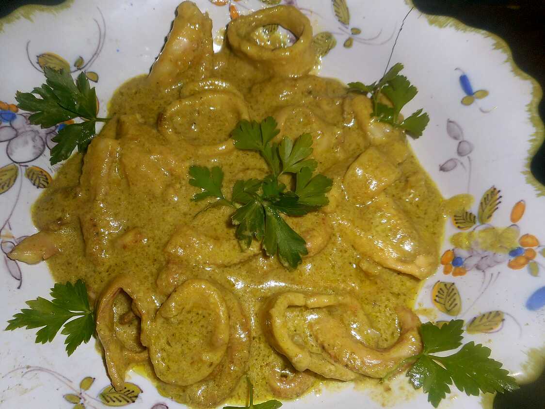 Recette de Poulpe à la pate de curry vert