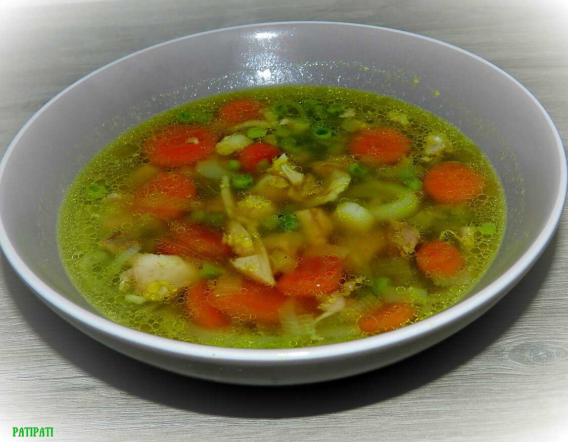 Recette de Bouillon de poulet aux légumes par Mamyloumich