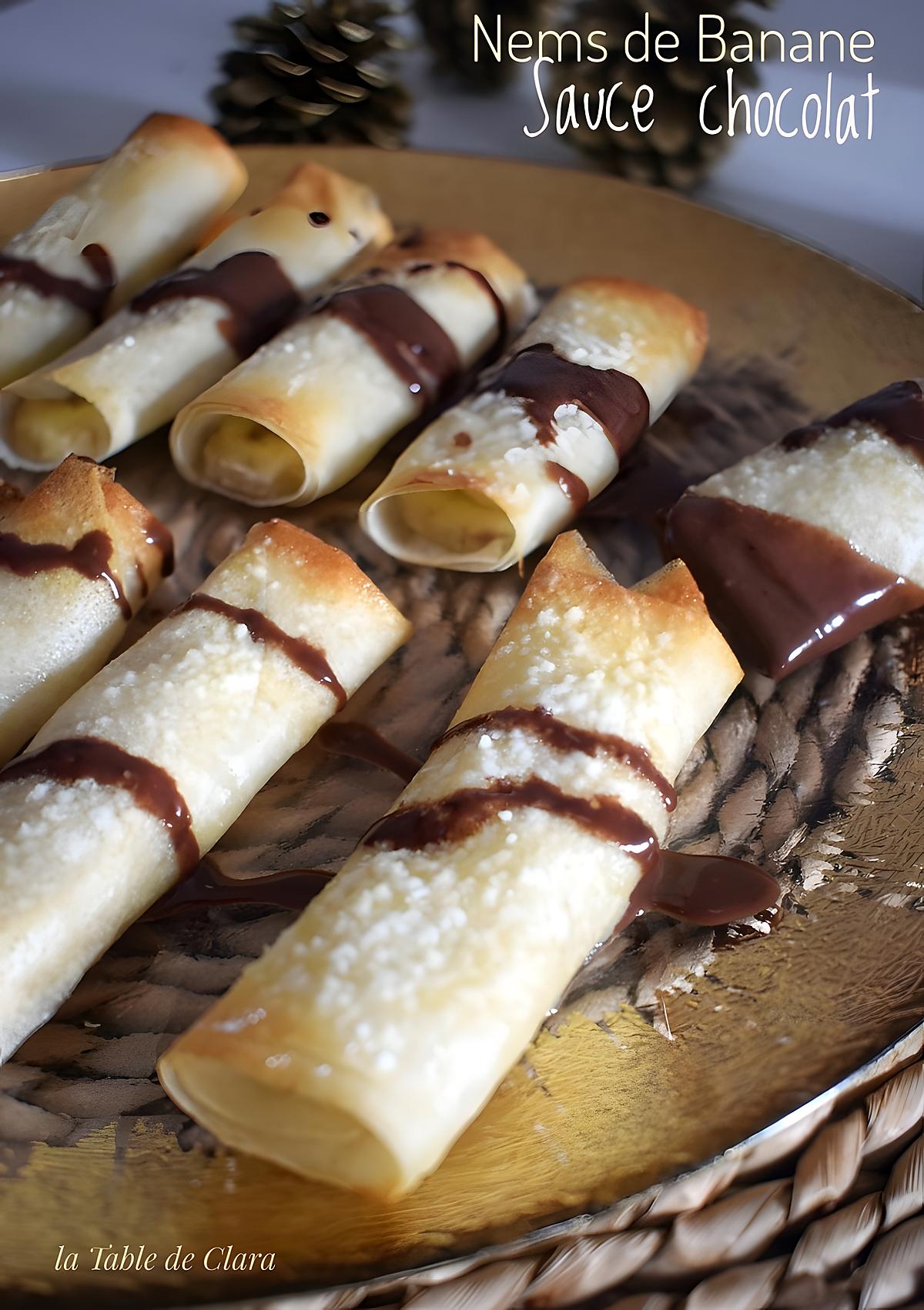 recette NEMS DE BANANE ET SA SAUCE CHOCOLAT