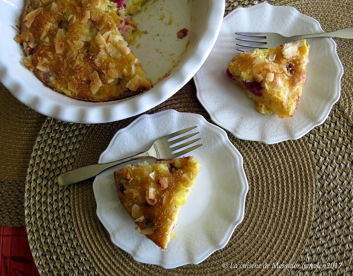 recette Tarte paresseuse aux clémentines et aux framboises +