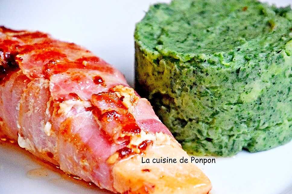 recette Pavé de saumon garni de fines tranches de lard