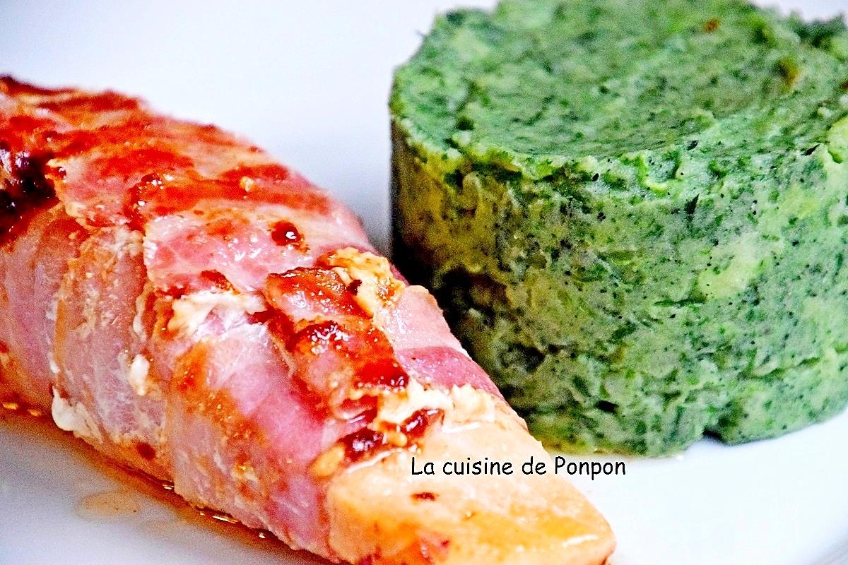 recette Pavé de saumon garni de fines tranches de lard