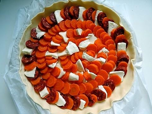 recette Tarte aux carottes, chorizo et mozza