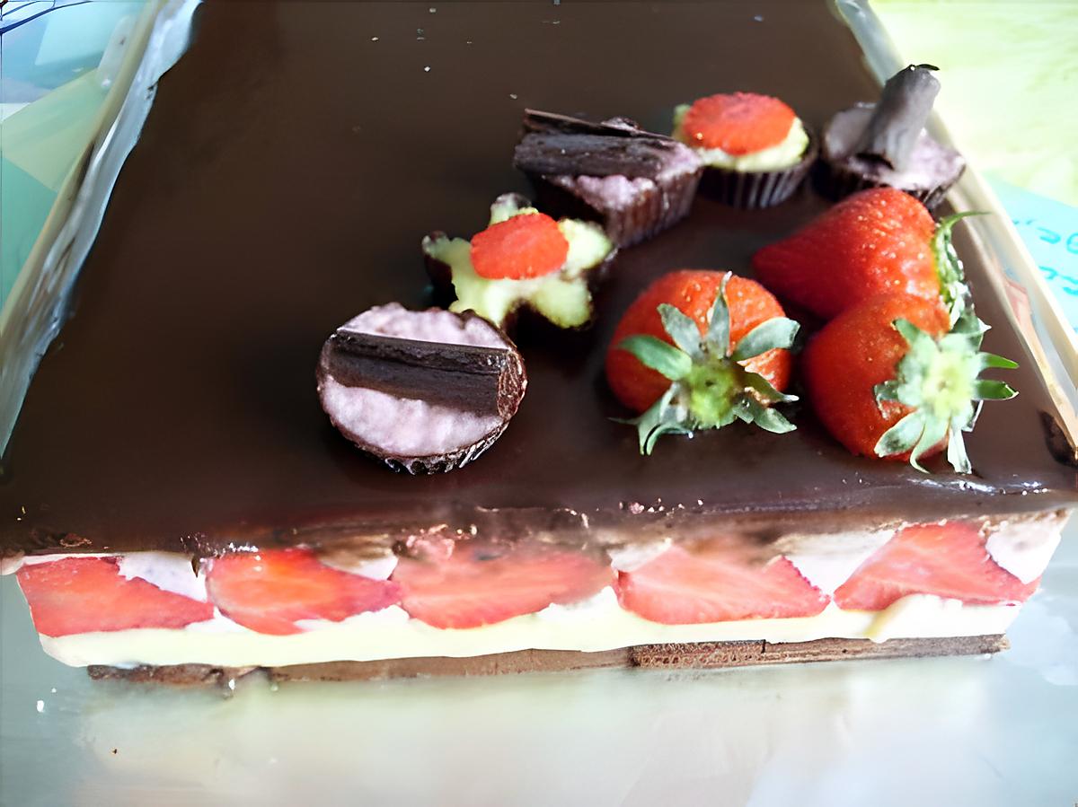 recette Entremets fraises-chocolat