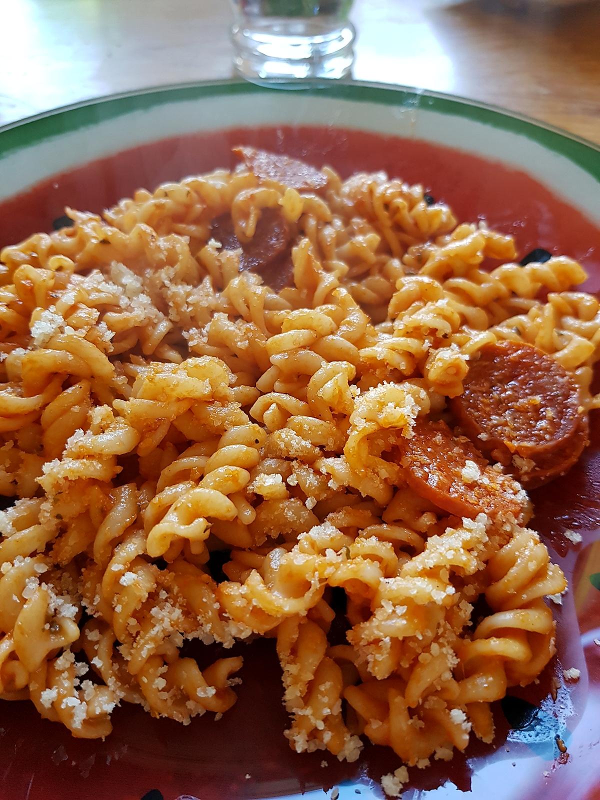 recette Pâtes à la tomate et au chorizo