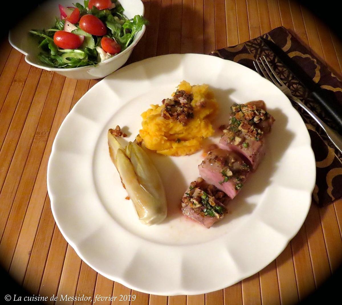 recette Filet de porc en croûte de pacanes à l’orange +