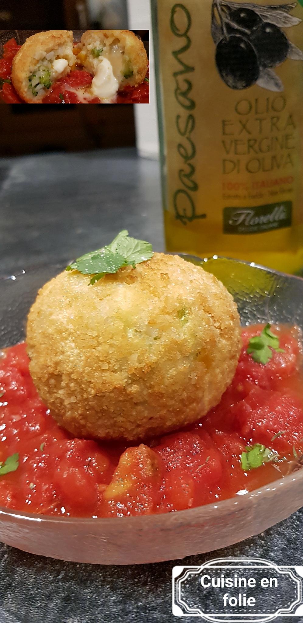 recette Arancini aux légumes et mozzarella ( pour finir mon risotto )