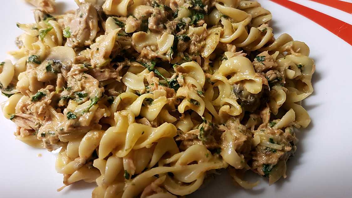 Recette de Pâtes au Thon Épinards crème