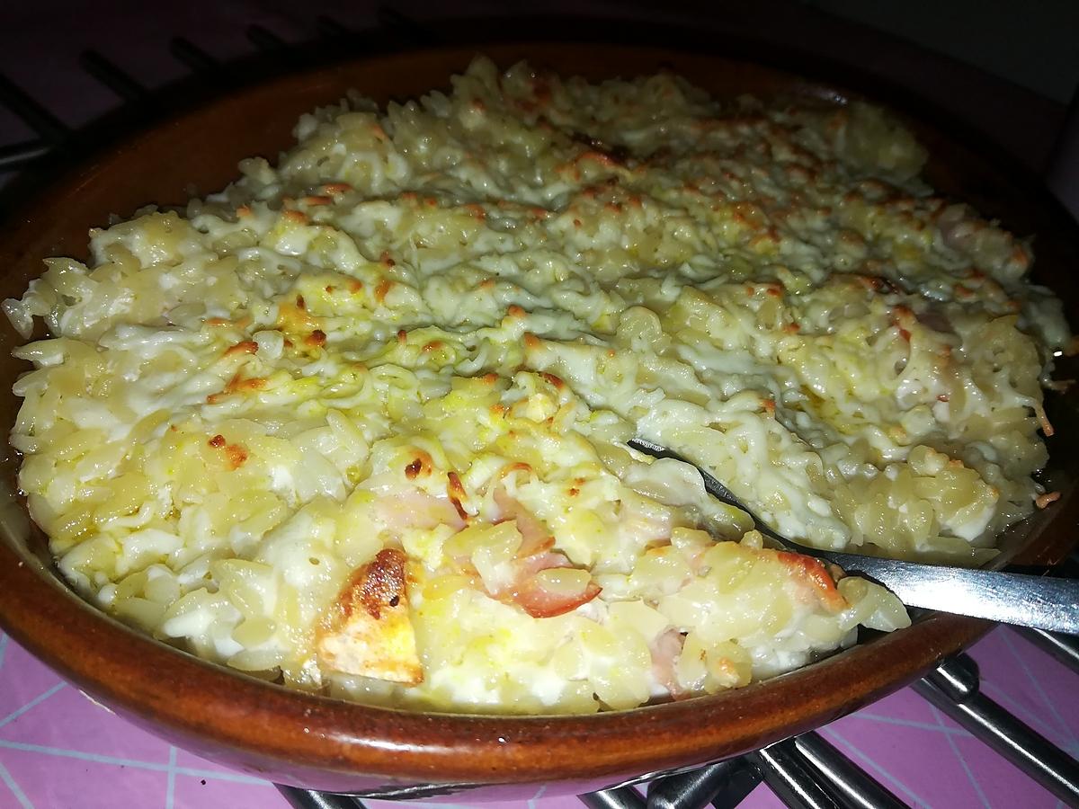 recette Gratin d'avoine au chèvre et au bacon