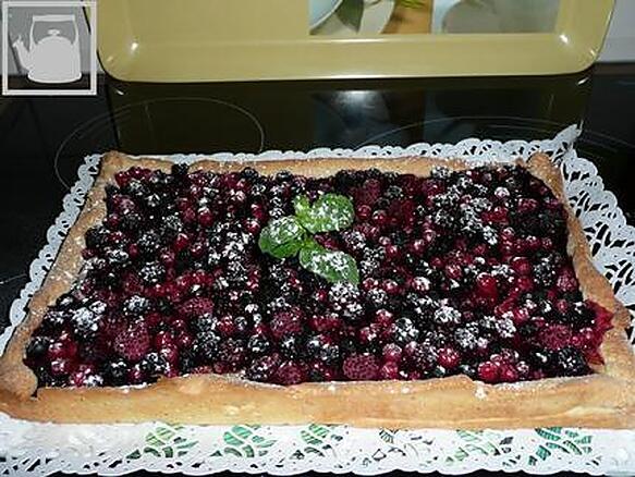 recette tarte aux fruits rouges et à la créme de noisette