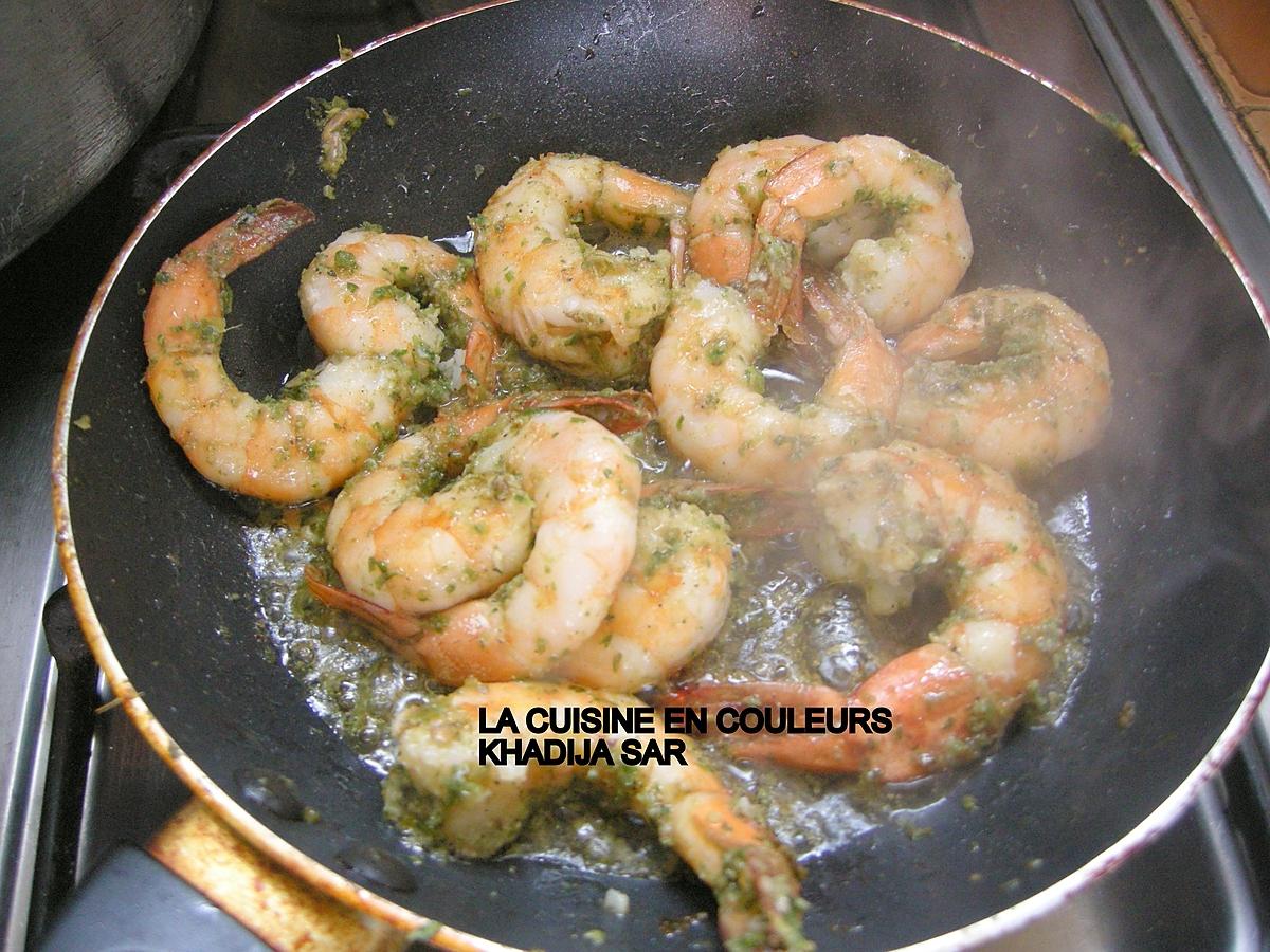 recette Crevettes sautées/pommes de terre vapeur