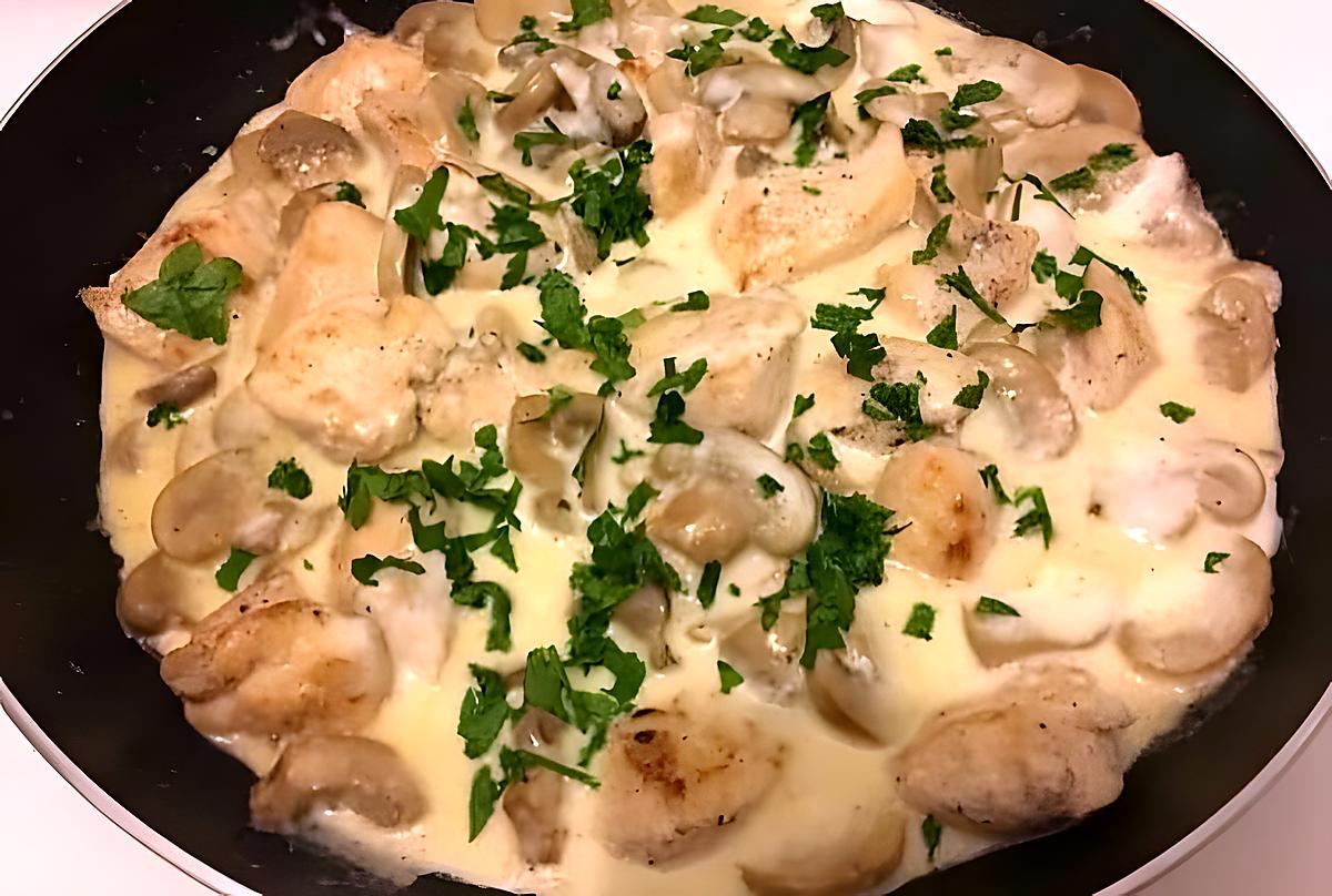 recette ESCALOPE À LA CRÈME ET CHAMPIGNONS