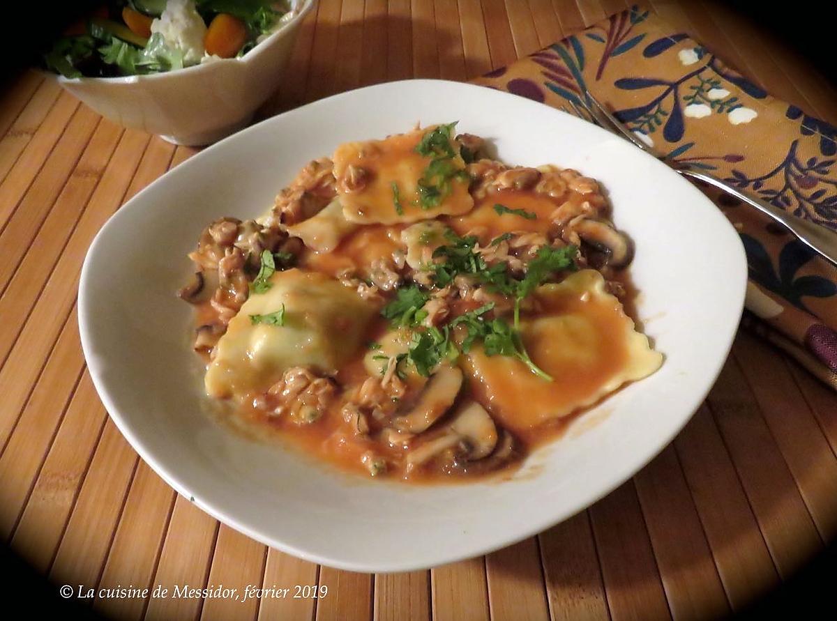 recette Raviolis au fromage, sauce express aux palourdes