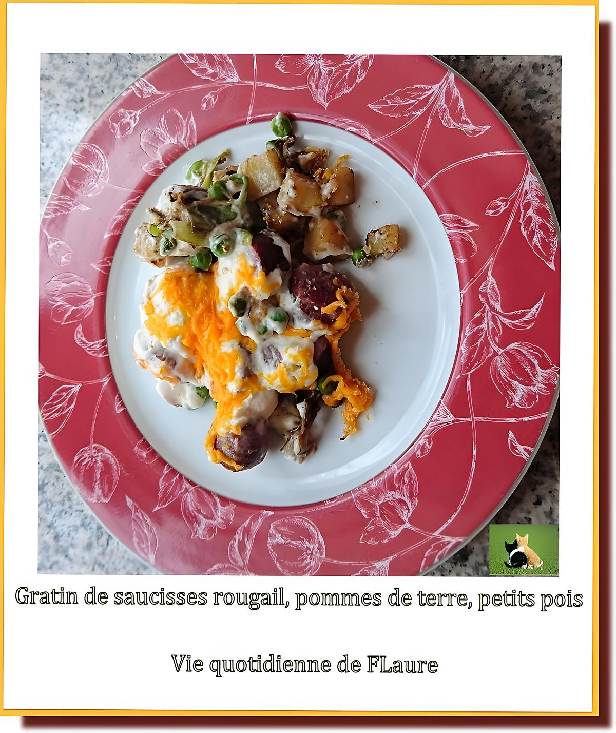 recette Gratin de saucisses rougail, pommes de terre, petits pois