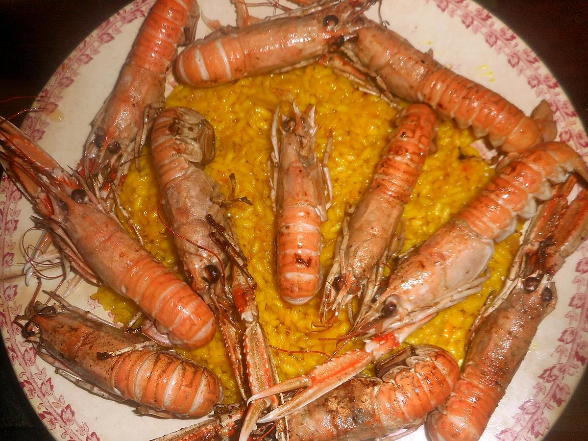 recette Langoustines flambées au cognac sur un risotto au safran