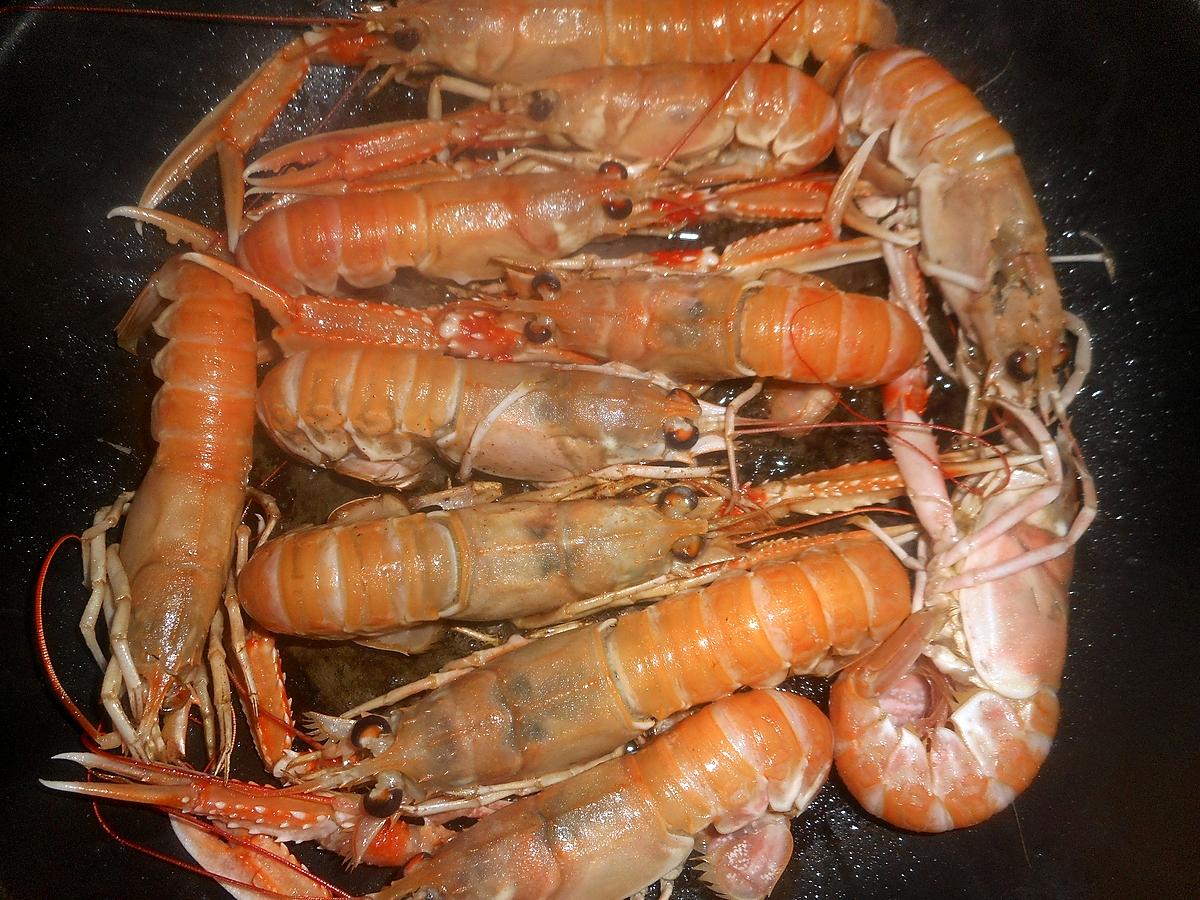 recette Langoustines flambées au cognac sur un risotto au safran