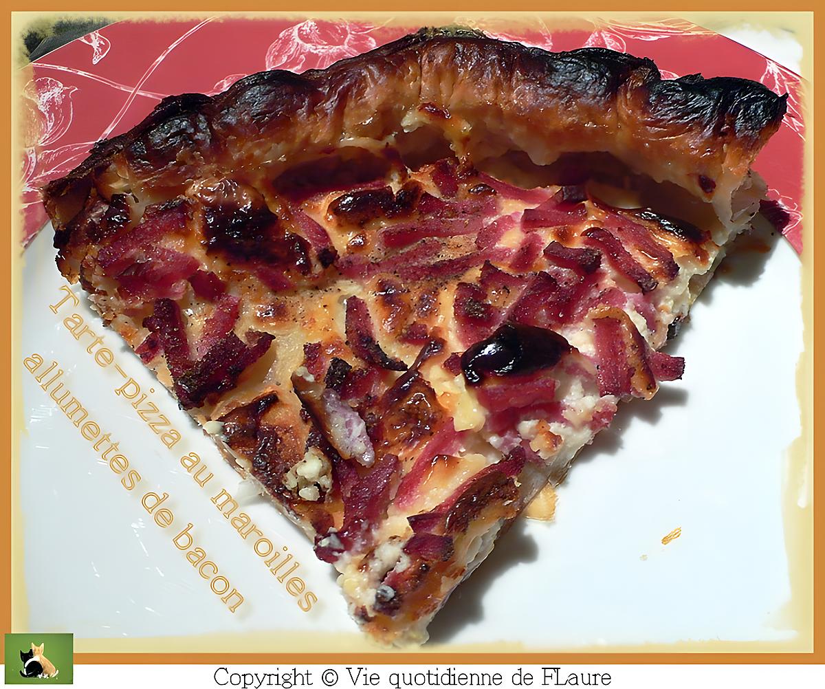 recette Tarte - Pizza au maroilles, allumettes de bacon