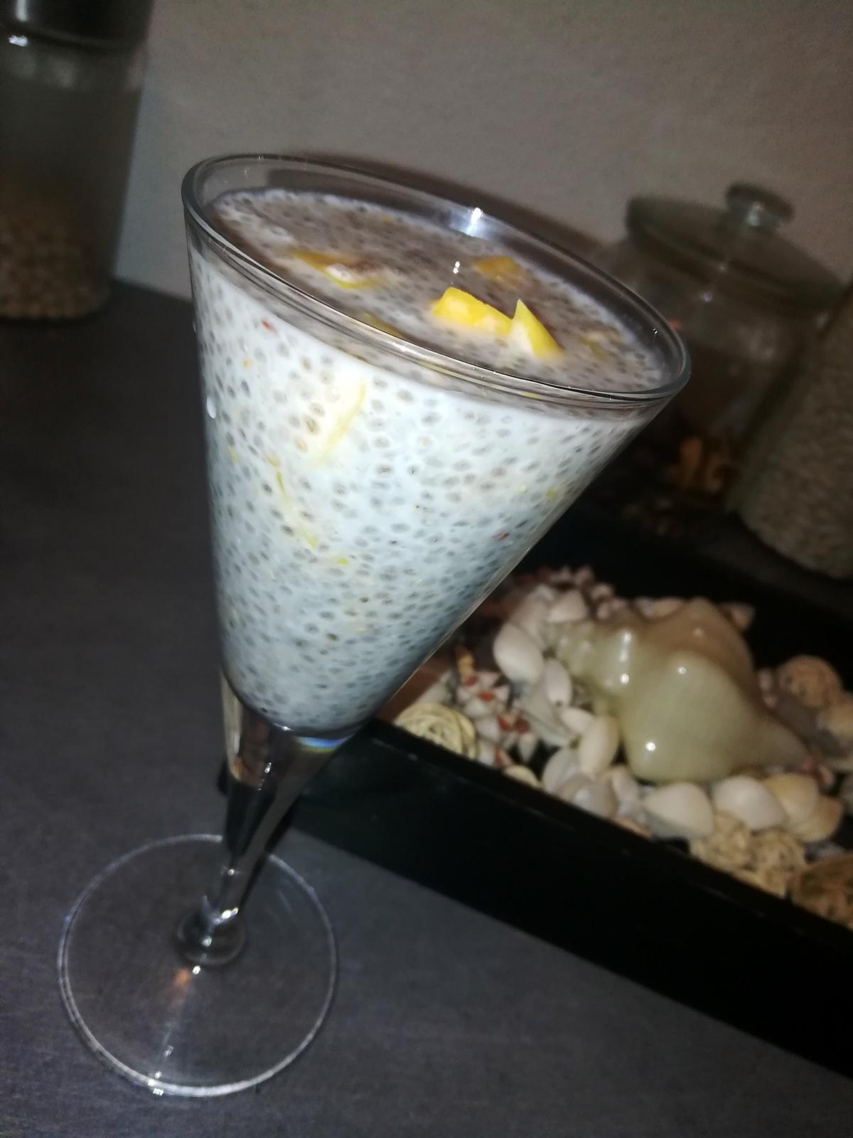 recette Pudding au lait de coco graine de chia et mangue