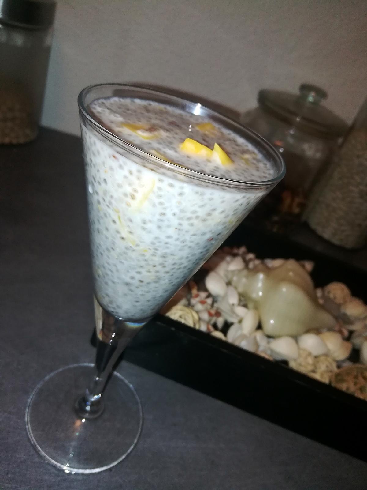 recette Pudding au lait de coco graine de chia et mangue