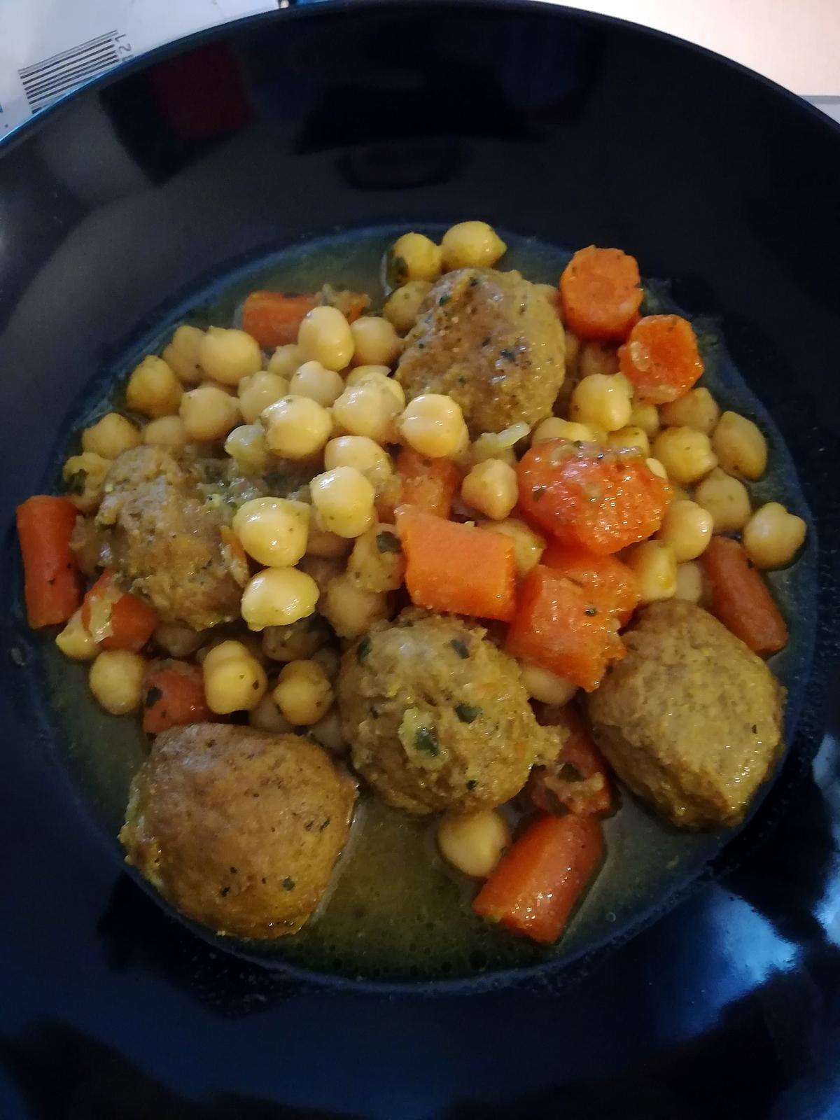 recette Tajine Pois chiches et boulettes