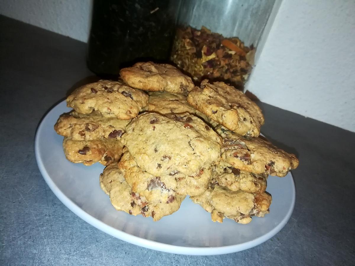 recette Cookies a la farine de châtaigne au marrons glacés et pépites de chocolat