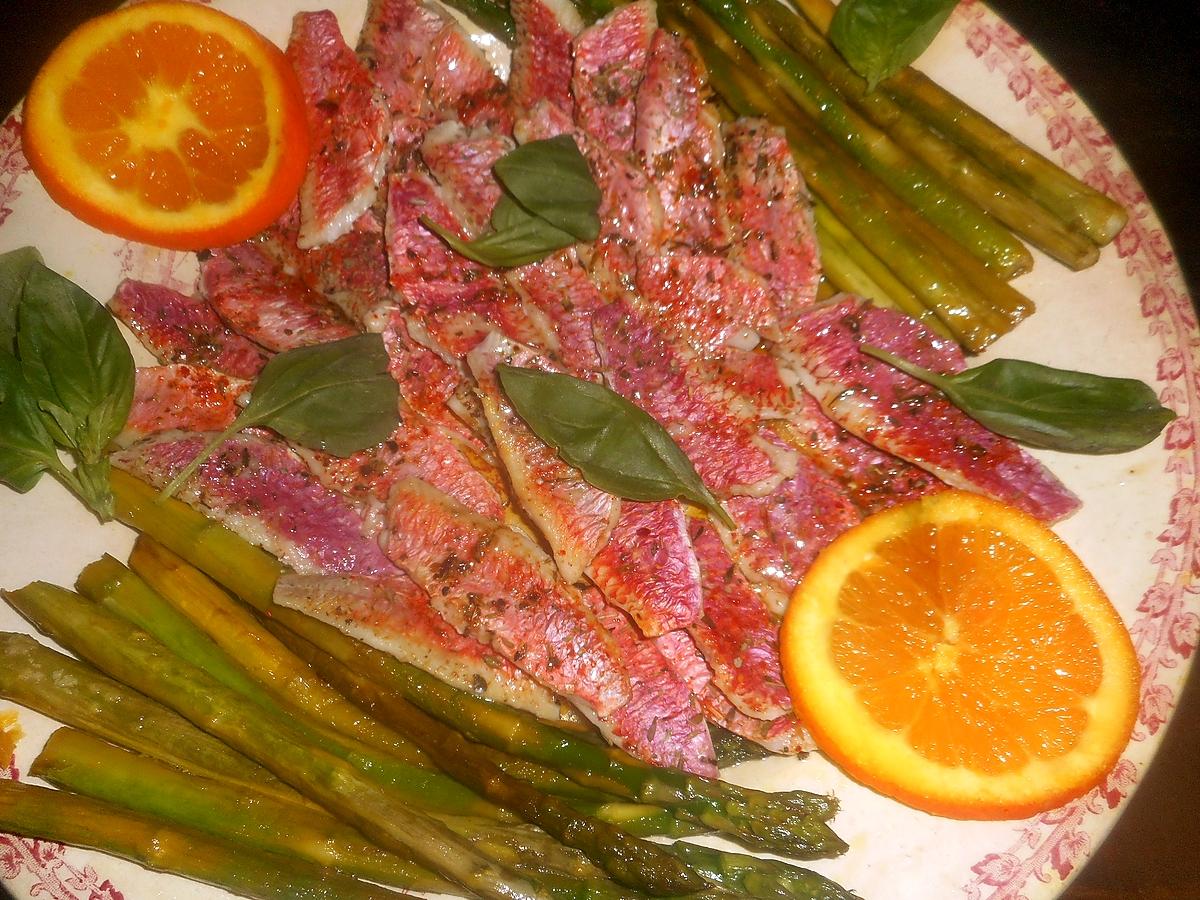 recette Filets de rouget aux asperges vertes à l orange