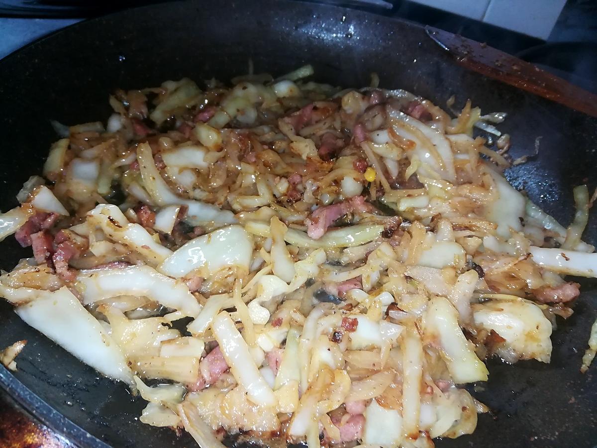 recette Poêlé de choux blanc aux lardons